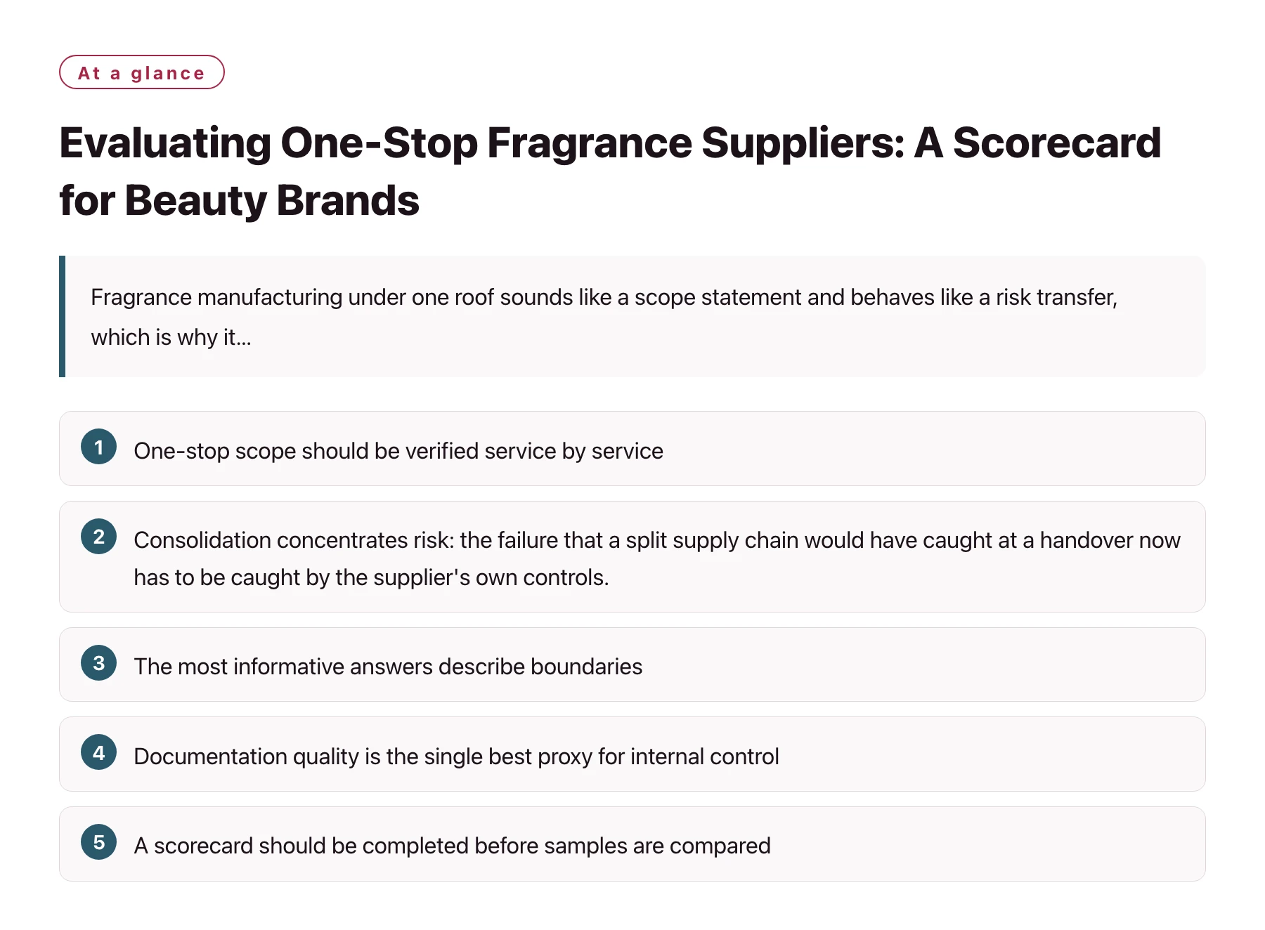 Evaluating One-Stop Fragrance Suppliers: A Scorecard for Beauty Brands——全文要点速览